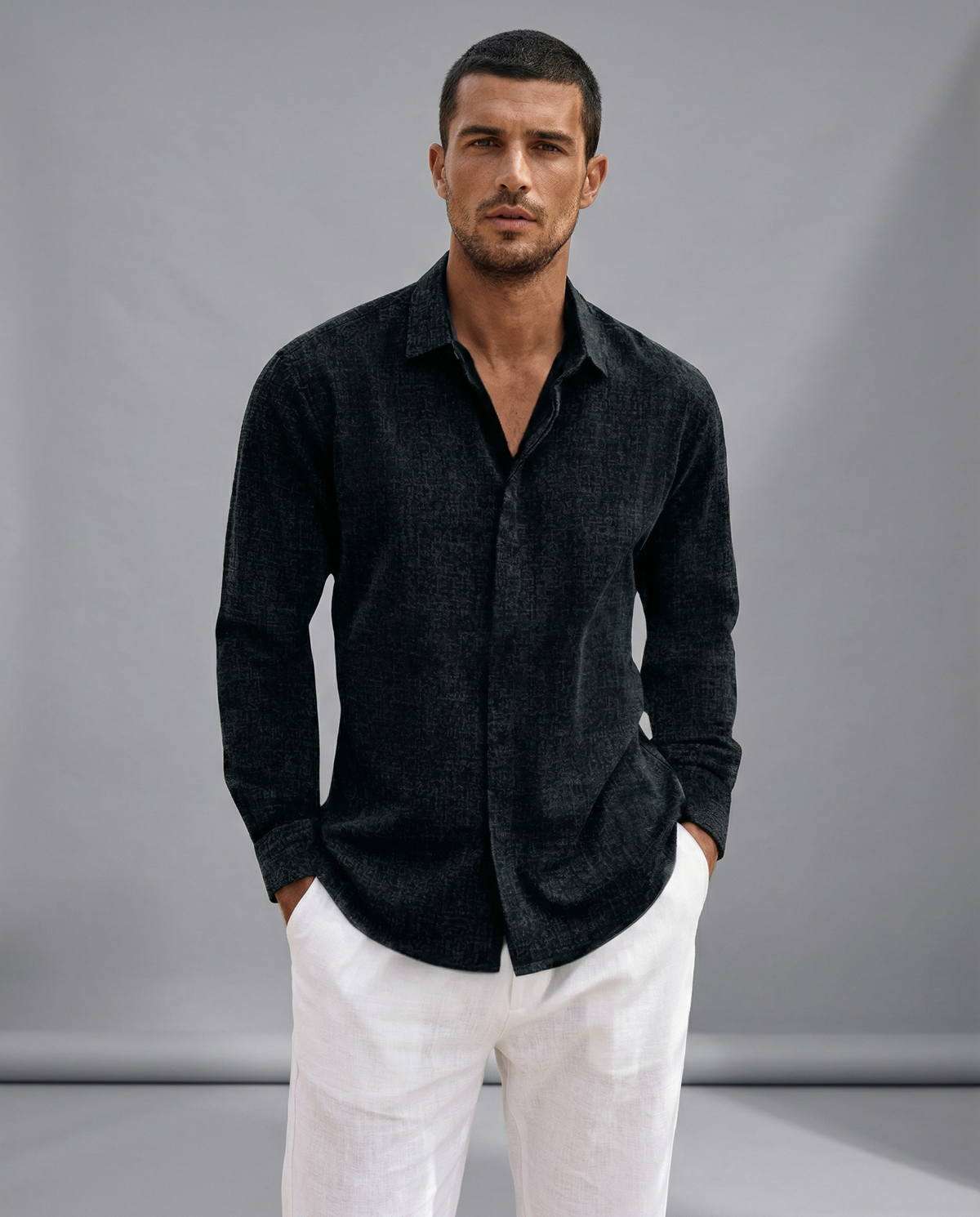 Marina Roca Camisa casual Giovanni Azul – Negro – photo 4