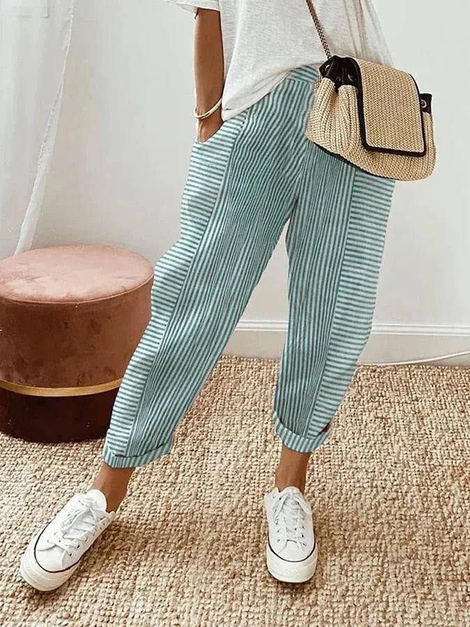 Marina Roca Livia | Pantalones Rayados Sin Esfuerzo – Verde – photo 3