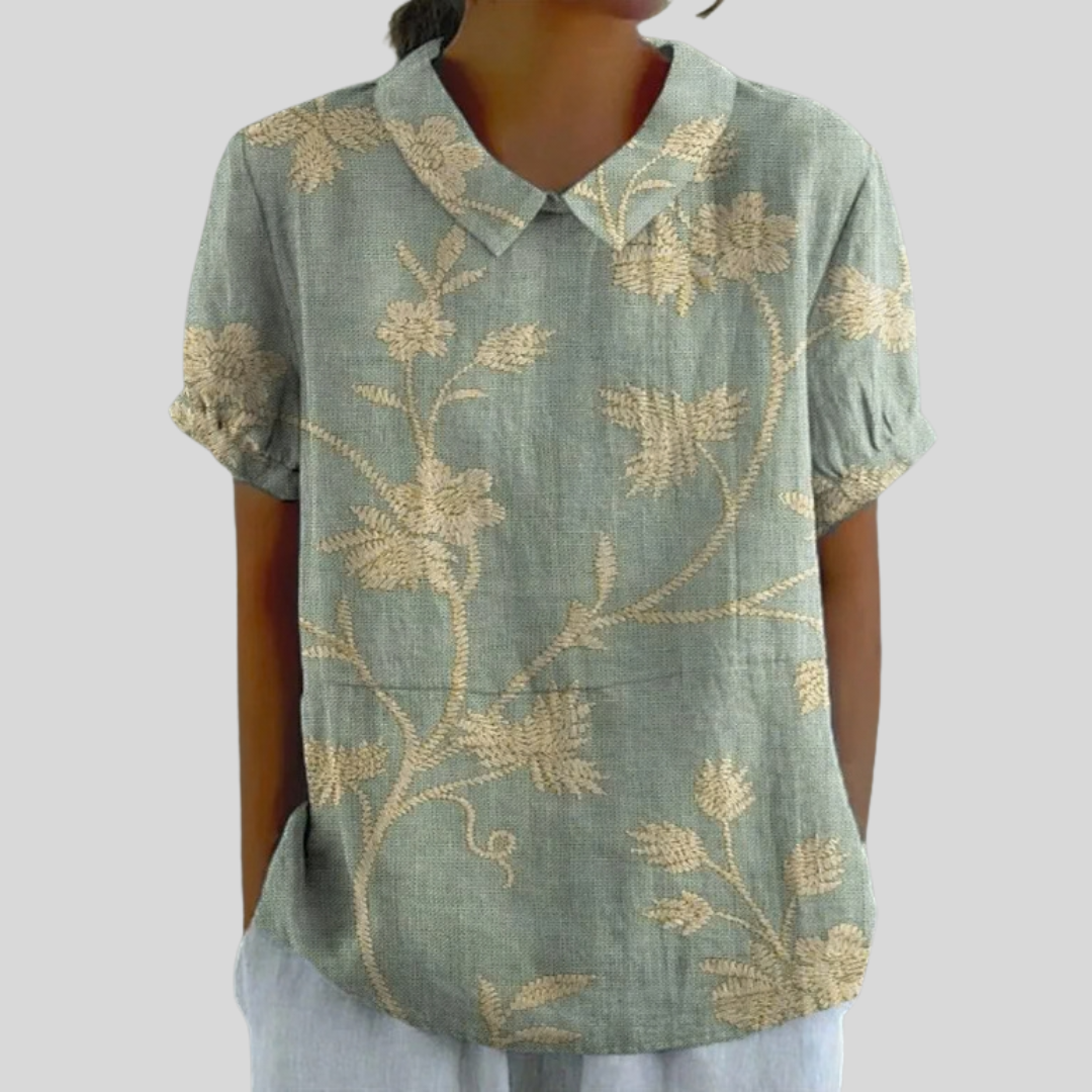 Anamartinezmadrid Fernanda | Blusa de Cuello Camisero con Estampado Floral