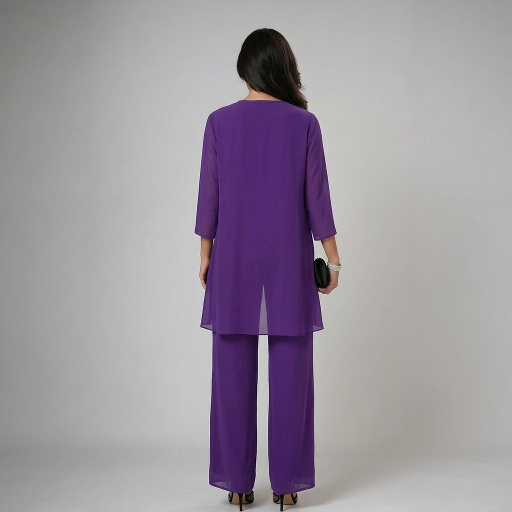 Anamartinezmadrid Itziar | Conjunto de Tres Piezas de Gasa con Pedrería y Pantalón Ancho – photo 7