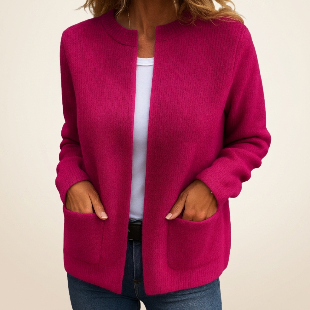 Anamartinezmadrid Itxaso | Cárdigan de Punto Acanalado con Cremallera y Bolsillos – Fucsia – photo 5