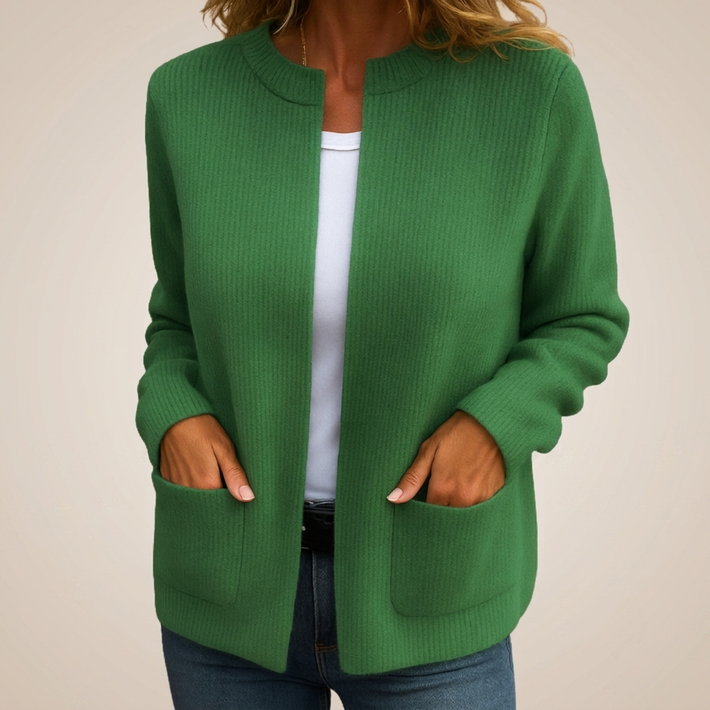 Anamartinezmadrid Itxaso | Cárdigan de Punto Acanalado con Cremallera y Bolsillos – Verde Esmeralda – photo 6