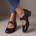 Anamartinezmadrid Virginia | Merceditas de Piel con Tacón Bajo y Hebilla – Negro – photo 2