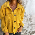 Anamartinezmadrid Hilda | Chaqueta de Borreguito con Cuello Amplio y Bolsillos – Amarillo – photo 4