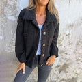 Anamartinezmadrid Hilda | Chaqueta de Borreguito con Cuello Amplio y Bolsillos – Negro