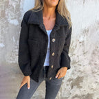 Anamartinezmadrid Hilda | Chaqueta de Borreguito con Cuello Amplio y Bolsillos – Negro