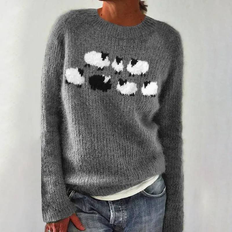 Anamartinezmadrid Bianca | Jersey de Punto con Ovejitas – Gris – photo 2