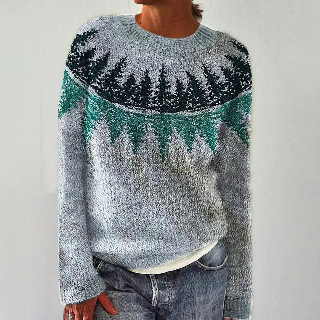 Anamartinezmadrid Rosana | Jersey de Punto Retro de Corte Holgado – Gris