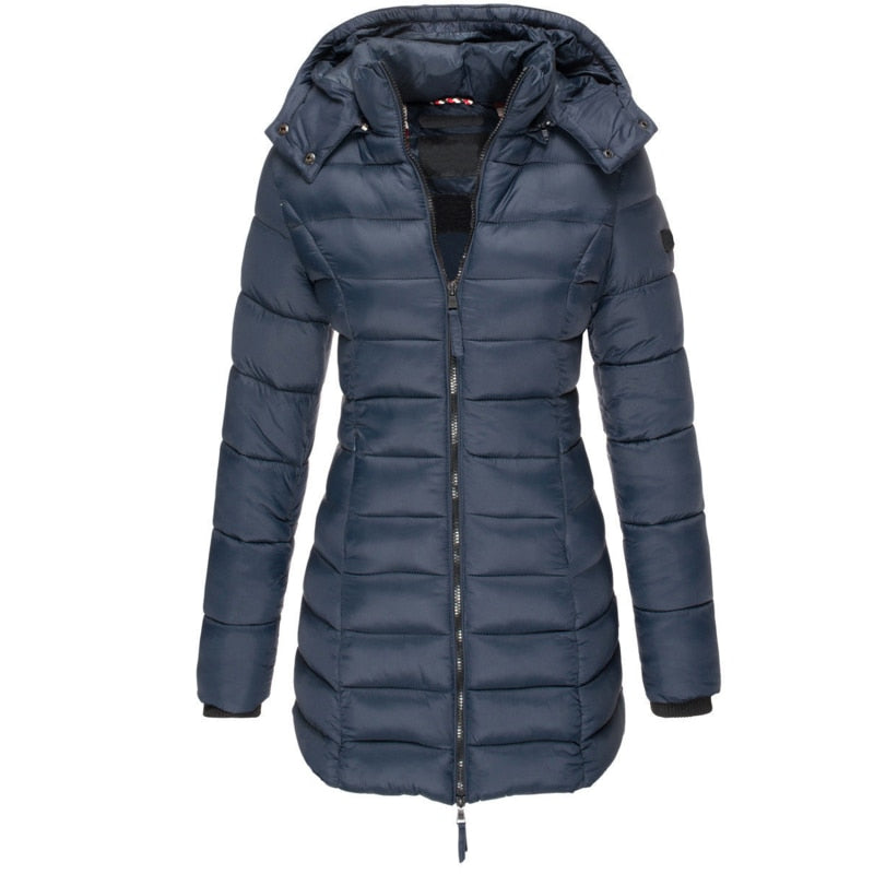 Marina Roca AMAZONIA | Parka larga con capucha – Azul marino – photo 3