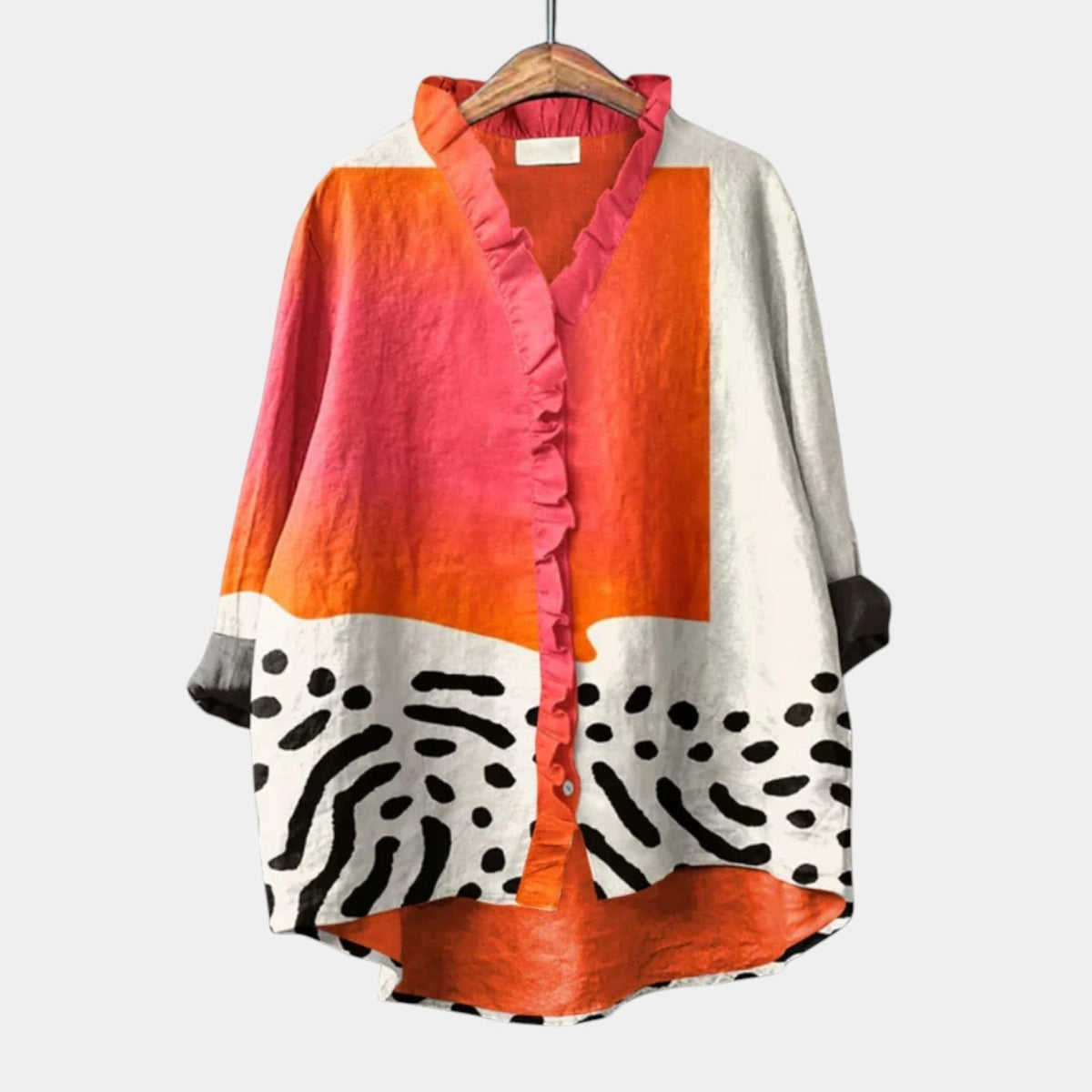 Anamartinezmadrid Augusta | Blusa de Estampado Artístico con Volante