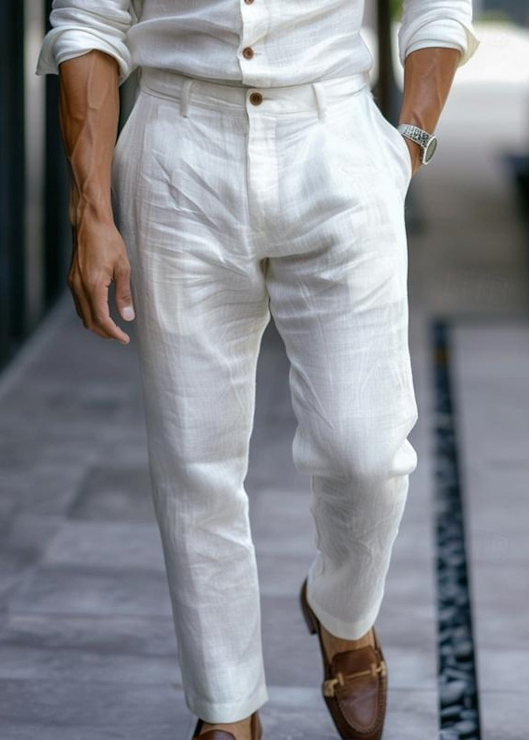 Marina Roca RICHARD | Pantalones elegantes ligeros – Blanco – photo 3