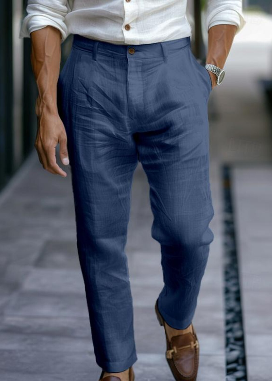 Marina Roca RICHARD | Pantalones elegantes ligeros – Azul – photo 4