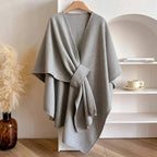 Marina Roca Poncho de algodón Carmela – Gris claro – photo 2