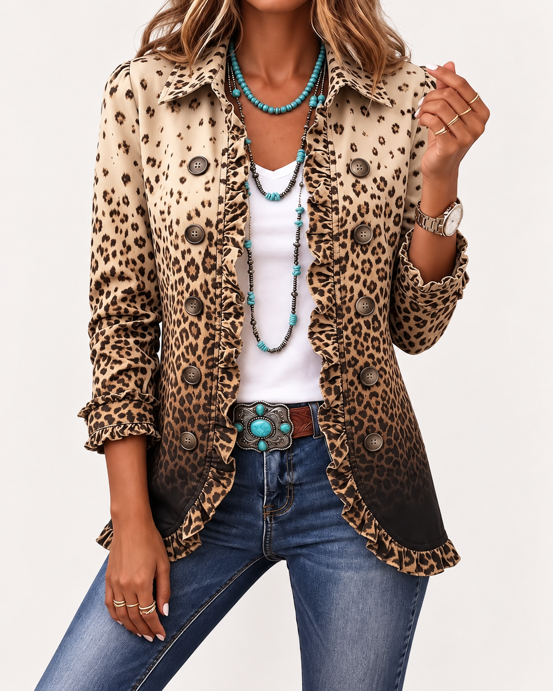Inés chaqueta de leopardo con volantes