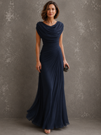 Anamartinezmadrid Jimena | Vestido Largo Drapeado de Ceremonia – Azul Marino – photo 4