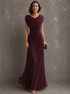 Anamartinezmadrid Jimena | Vestido Largo Drapeado de Ceremonia – Burdeos – photo 6