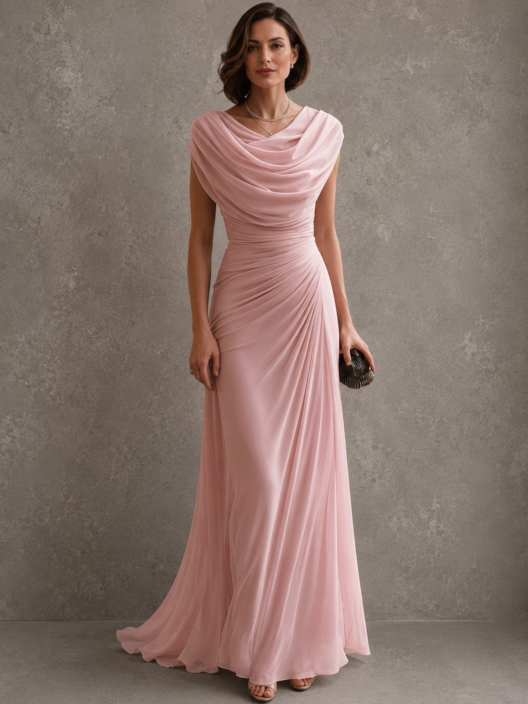 Anamartinezmadrid Jimena | Vestido Largo Drapeado de Ceremonia – Rosa – photo 3