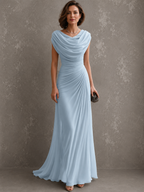 Anamartinezmadrid Jimena | Vestido Largo Drapeado de Ceremonia – Azul Cielo – photo 5