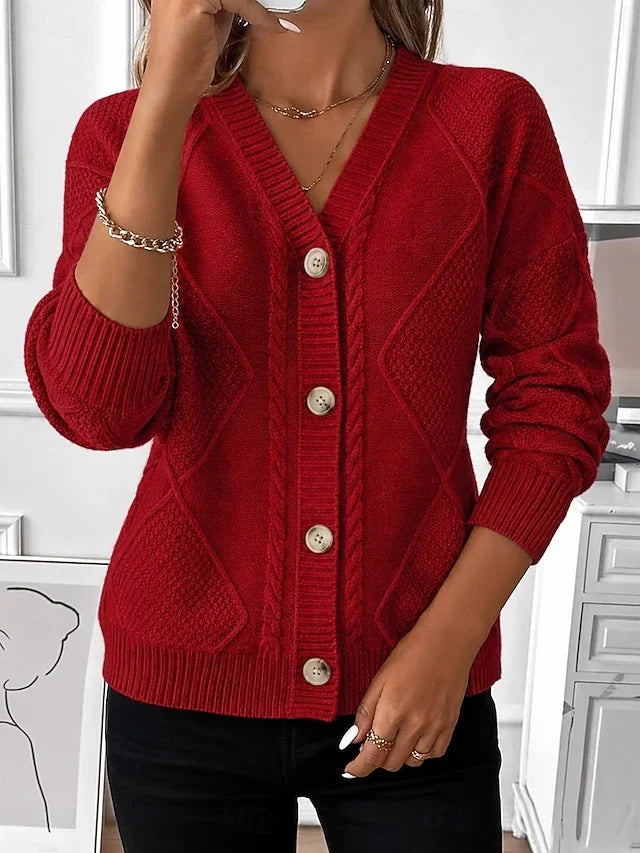 Anamartinezmadrid Jacoba | Cárdigan Vintage de Ochos con Botones Dorados – Rojo – photo 4