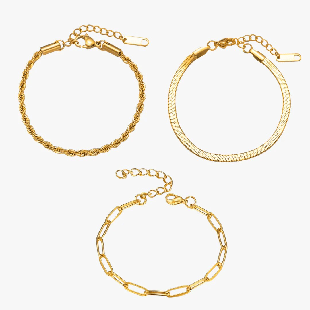 Marina Roca Esential | Conjunto de pulseras chapadas en oro de 18 quilates