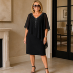 Anamartinezmadrid Joaquina | Vestido Midi de Invitada con Capa de Gasa y Escote en Pico – photo 4
