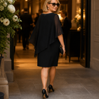 Anamartinezmadrid Joaquina | Vestido Midi de Invitada con Capa de Gasa y Escote en Pico – photo 5