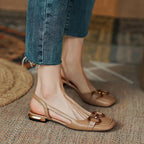 Anamartinezmadrid Macarena | Sandalias Planas Slingback Mujer Hebilla – Cuero Albaricoque – photo 6