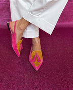 Anamartinezmadrid Estíbaliz | Zapatos Slingback Planos en Fucsia y Mostaza con Borlas