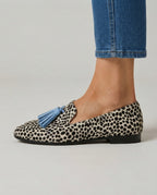 Anamartinezmadrid Nazaret | Mocasines de Leopardo Blanco y Negro con Borlas Celestes – photo 2