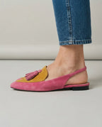 Anamartinezmadrid Estíbaliz | Zapatos Slingback Planos en Fucsia y Mostaza con Borlas – photo 2