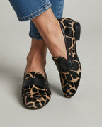 Anamartinezmadrid Zoe | Mocasines con Estampado de Jirafa en Albaricoque