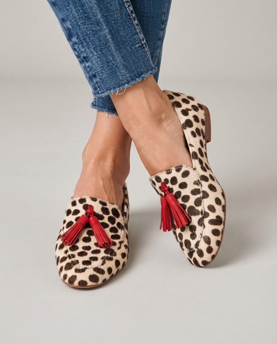 Anamartinezmadrid Hortensia | Mocasines de Lunares con Borlas Rojas