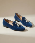 Anamartinezmadrid Arantxa | Mocasines de Terciopelo Azul con Borlas Doradas – photo 3
