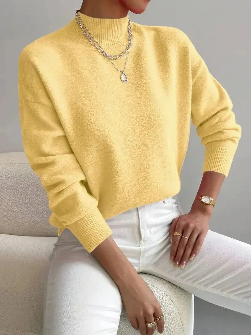 Anamartinezmadrid Leticia | Jersey de Punto Suave con Cuello Perkins – Amarillo Mantequilla – photo 3