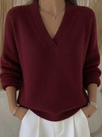 Casa Provincial Violeta - Jersey Holgado con Cuello de Pico – Rojo