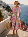 Anamartinezmadrid Miriam | Vestido Midi de Verano Estampado Casual Mujer Manga Corta – Rosa