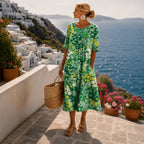 Anamartinezmadrid Miriam | Vestido Midi de Verano Estampado Casual Mujer Manga Corta – Verde – photo 2