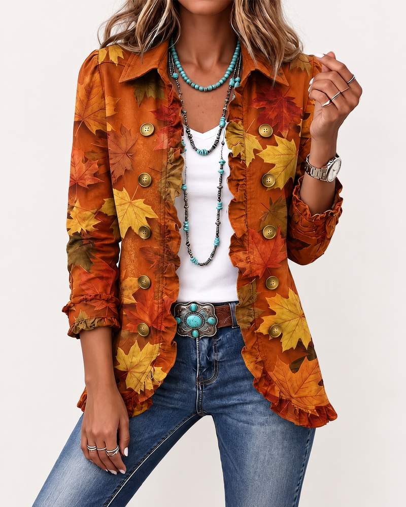 Olivia | Chaqueta de hojas de otoño con volantes