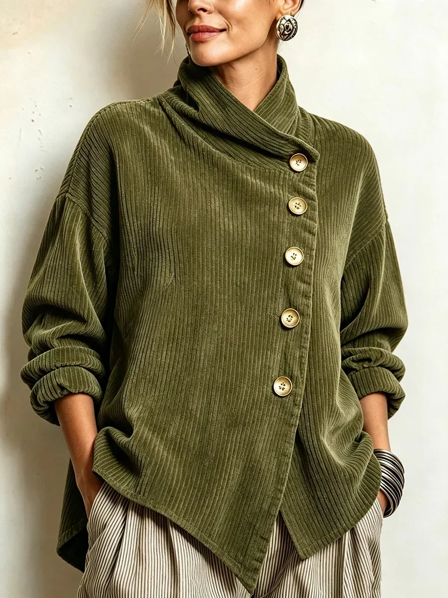 Anamartinezmadrid Uxue | Camisa de Pana con Botones en Verde Oliva – Verde Oliva