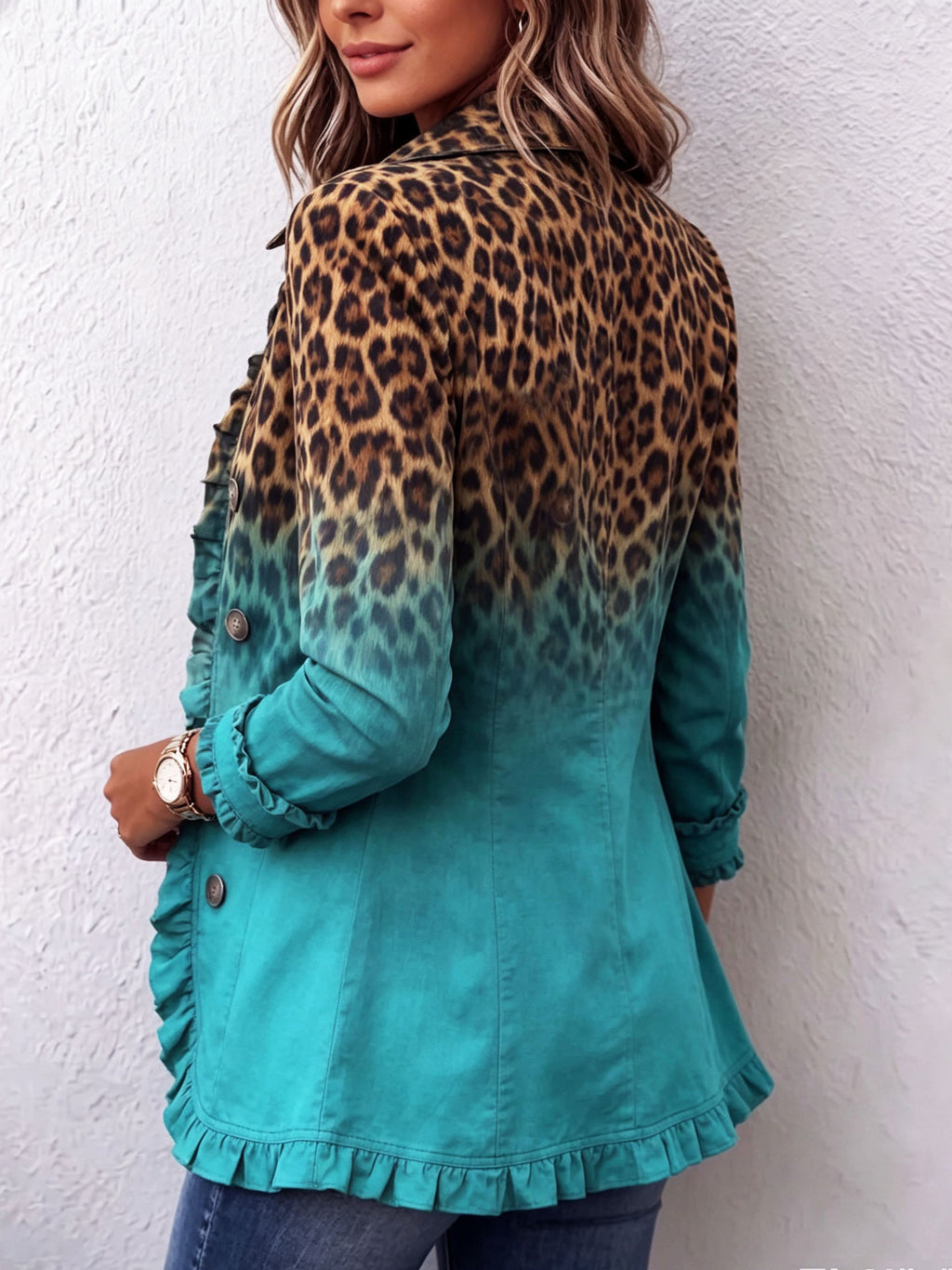 Casa Provincial Mercedes - Chaqueta Blazer Leopardo Degradado con Volantes – photo 4