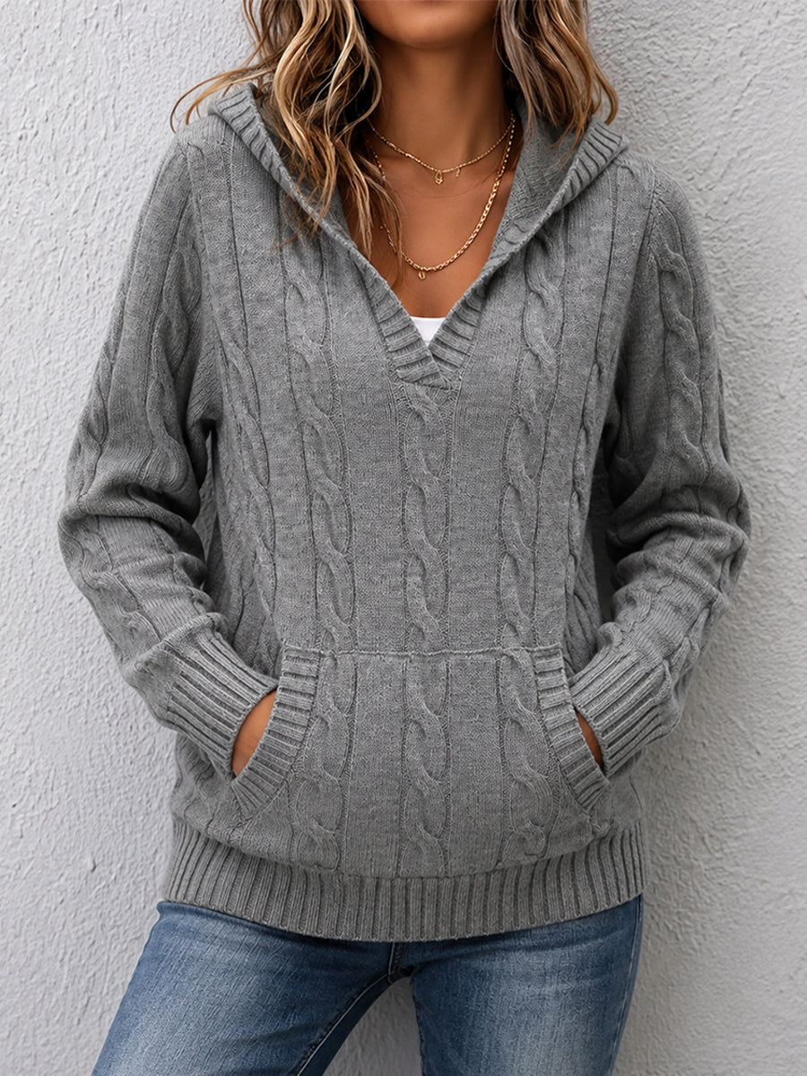 Anamartinezmadrid Montserrat | Jersey de Ochos con Capucha y Escote en Pico – Gris