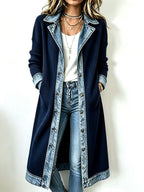 Anna Luce María - Cárdigan Largo de Punto con Detalles de Denim – Azul Marino – photo 4