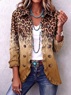 Casa Provincial Mercedes - Chaqueta Blazer Leopardo Degradado con Volantes – Ocre – photo 6
