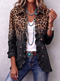 Casa Provincial Sabina - Chaqueta Blazer Leopardo Negro con Volantes – Negro