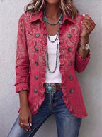 Casa Provincial Adoración - Chaqueta Cachemira Rosa con Volantes – Rosa