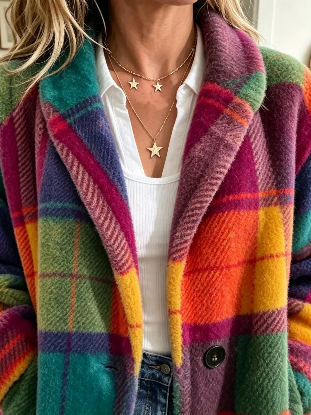 Anamartinezmadrid Jacinta | Chaqueta de Cuadros Multicolor con Solapas – photo 2