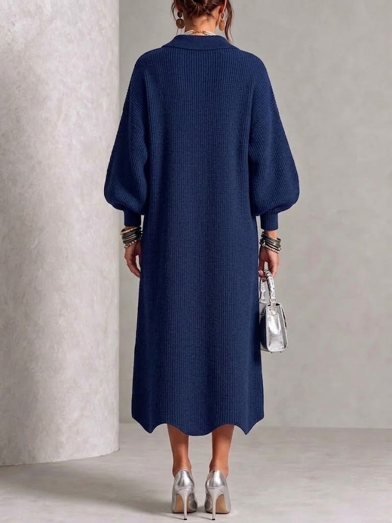 Anamartinezmadrid Victoria | Vestido de Punto Canalé con Botones Dorados – photo 2