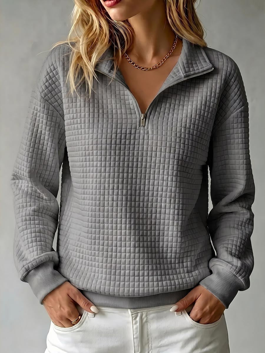 Anamartinezmadrid Begoña | Jersey de Punto Gofre con Cuello Alto y Cremallera – Gris – photo 4