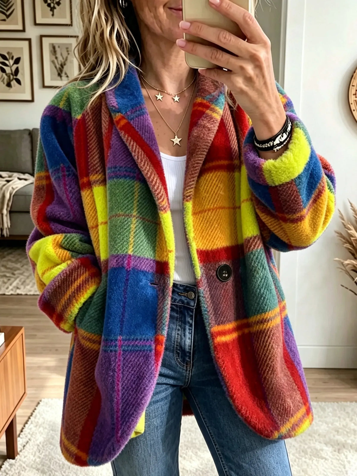 Anamartinezmadrid Jacinta | Chaqueta de Cuadros Multicolor con Solapas – Sol – photo 5