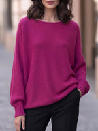Anamartinezmadrid Margarita | Jersey Holgado de Punto con Cuello Redondo – Frambuesa